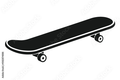 Vector art of black skateboard isolated on a plain white background