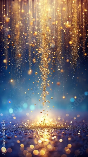 Tiny golden particles suspended in mid-air amidst a lavish