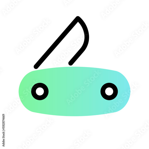 Multi-tool pocket knife, essential for camping and outdoor survival. Gradient Fill and flat line