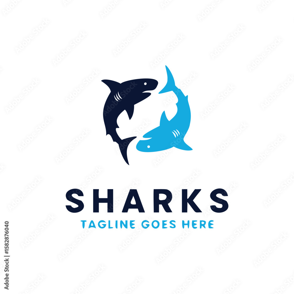 Obraz premium Shark logo design vector illustration
