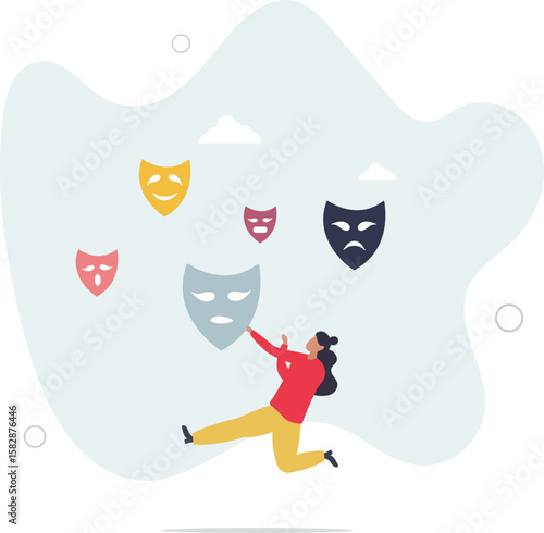 Imposter syndrome, hypocrisy, business dishonest or liar, fake, crime or fraudulent concept.human life.