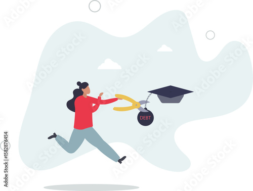 Student loan debt pay off or forgiveness program, cut education expense or reduce fee concept.human life.