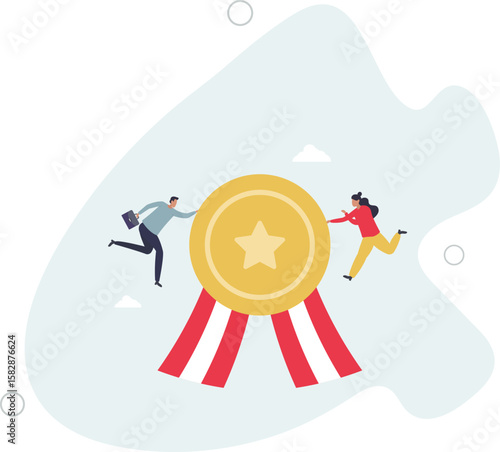 Employee award recognition, success achievement reward or top star performer of the month,human life.