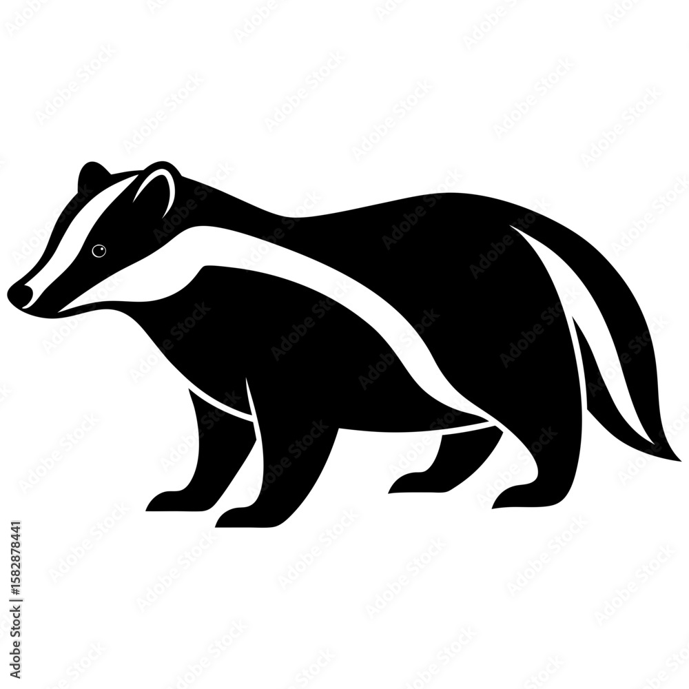 Obraz premium Standing badger animal mammal wildlife creature vector silhouette illustration