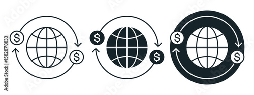 Global money transfer icon. Illustration vector