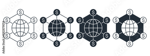 Globe money icon. Illustration vector