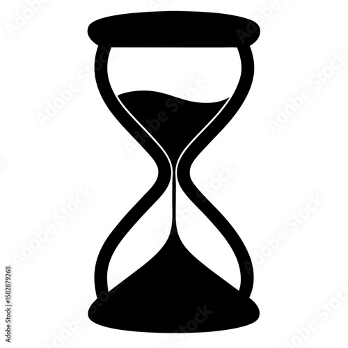 Classic hourglass sand timer time passing moment silhouette vector illustration