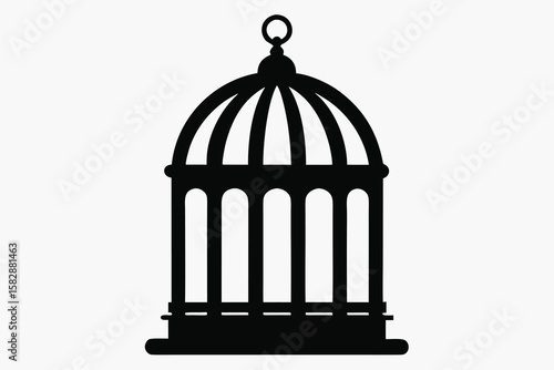 Vector art of a black birdcage isolated on a white background