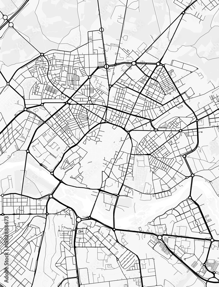 Naklejka premium Salamanca City Map. Minimalist black and white line art poster for printing, wallpaper, wall art for home and office decor