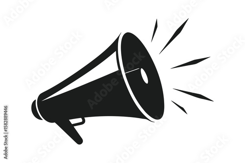 Vector art of a black silhouette of a megaphone making an announcement