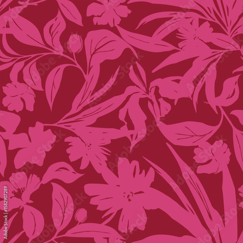 Naklejka flower pink sketch seamless pattern