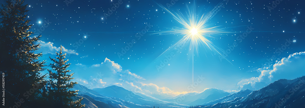 Obraz premium Starry Night Mountain Sunrise