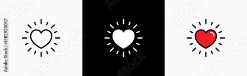 Heart shines icon. Sparkling love symbol. Containing integrity, trust, passion, valentine, honesty, culture, and commitment signs vector illustration.