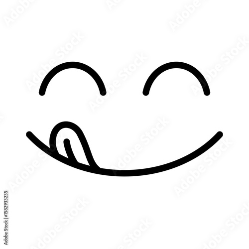 Yummy Emoticon Illustration Line Savory Delicious