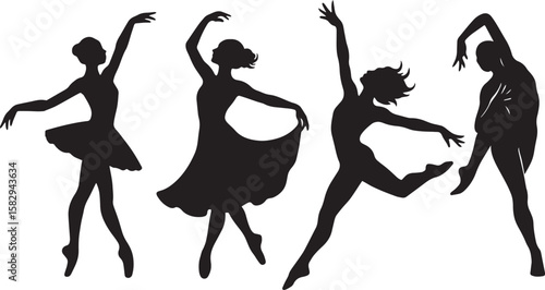 Graceful dancers performing ballet motion elegance