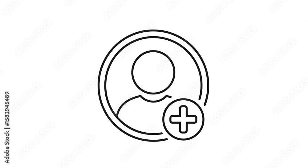 Add User Account Simple Line Icon Symbolizing New Profile Creation and Membership Access Add User Account Simple Line Icon Symbolizing New Profile Creation and Membership Access