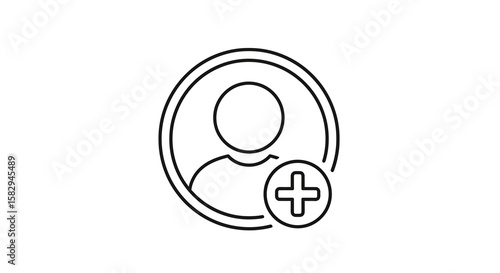 Add User Account Simple Line Icon Symbolizing New Profile Creation and Membership Access