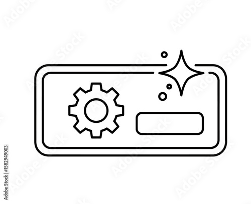 Settings Panel Vector Icon Sleek Gear, Blank Space, and Sparkle for Customization (asd (86).eps)