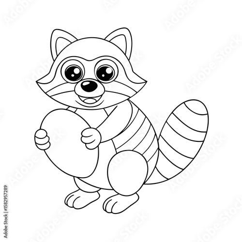 Printable Raccoon Carrying Gift Basket Outline