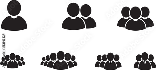 People icons group collection silhouette figures, people icons, group, collection, silhouette, figures, individuals, team, community, business, professional, formal, casual, diverse, unity, collaborat
