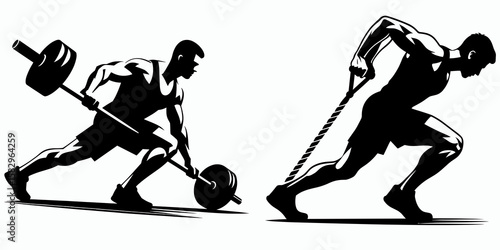 A Athlete training hard. Career Job Profession Occupation Employment Work Clipart Line Art Vector Illustration. sportsperson exerting maximal effort at practice for peak physical fitness.