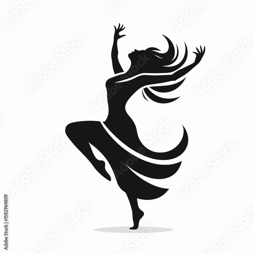 A Dancer expressing joy. Career Job Profession Occupation Employment Work Clipart Line Art Vector Illustration. Ballet performer showing delight feeling of gladness through movement.