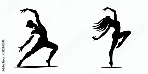 A Dancer improvising moves. Career Job Profession Occupation Employment Work Clipart Line Art Vector Illustration. Performer creating action on stage movement artwork creative human.