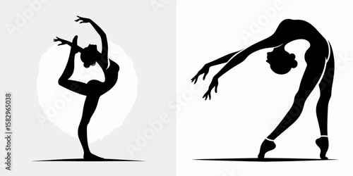 A Dancer stretching before performance. Career Job Profession Occupation Employment Work Clipart Line Art Vector Illustration. Ballet performer warming up movement preparation for show leg.