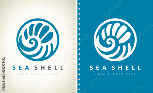 Seashell logo vector. Nature design