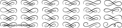 Thin looped swirl ornament collection. Perfect for elegant text dividers, wedding invites, certificates, and luxury branding with a classic calligraphic touch