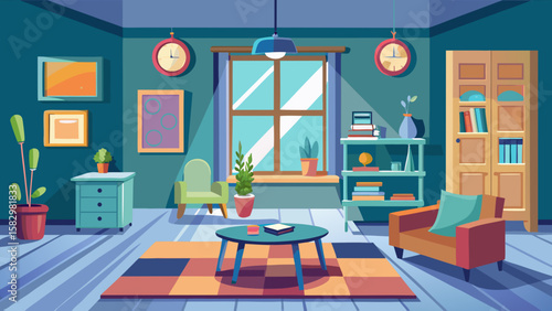 Modern Living Room Interior Illustration