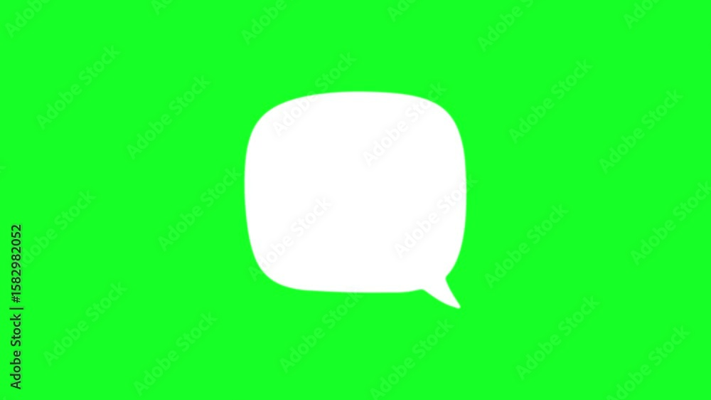 white outline, chat balloon icon. The color scheme, the green background. Animated speech bubble in the shape,
 bubble chat message on green screen. collection of chat bubbles or messages 4k  