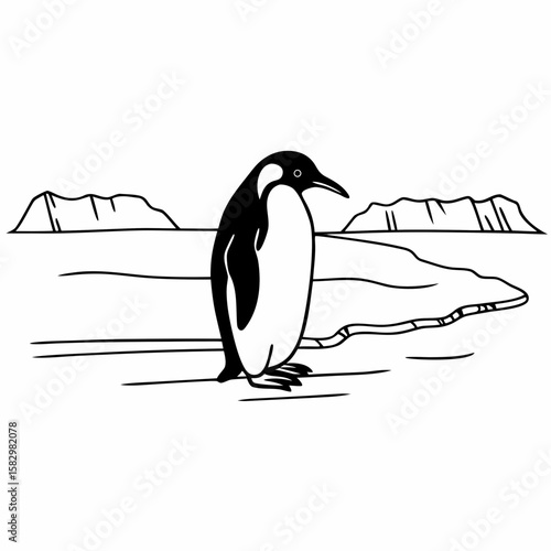 Penguin Standing on Icy Ground