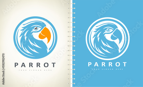Parrot bird logo. Tropical bird. Wild animal