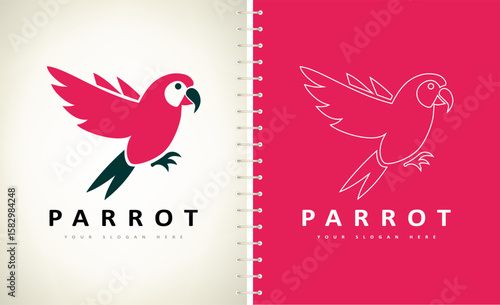 Parrot bird logo. Tropical bird. Wild animal