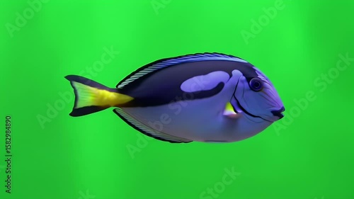 Wallpaper Mural Blue Tang Fish Isolated on Green Background Torontodigital.ca