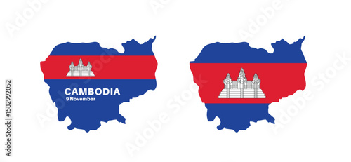 Set of isolated cambodia maps. cambodia flag overlaid with flag proportions. Maps and traveling around the world