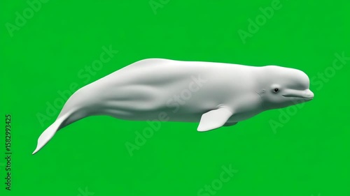 Beluga Whale's Peaceful Swim: A graceful beluga whale glides effortlessly through the water. Its smooth white skin shimmers, showcasing the natural beauty of marine life.