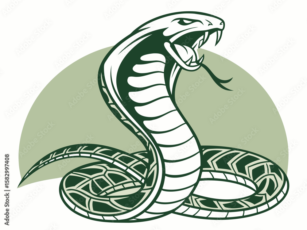 Fototapeta premium Aggressive Cobra Emblem Design in Monochrome Style