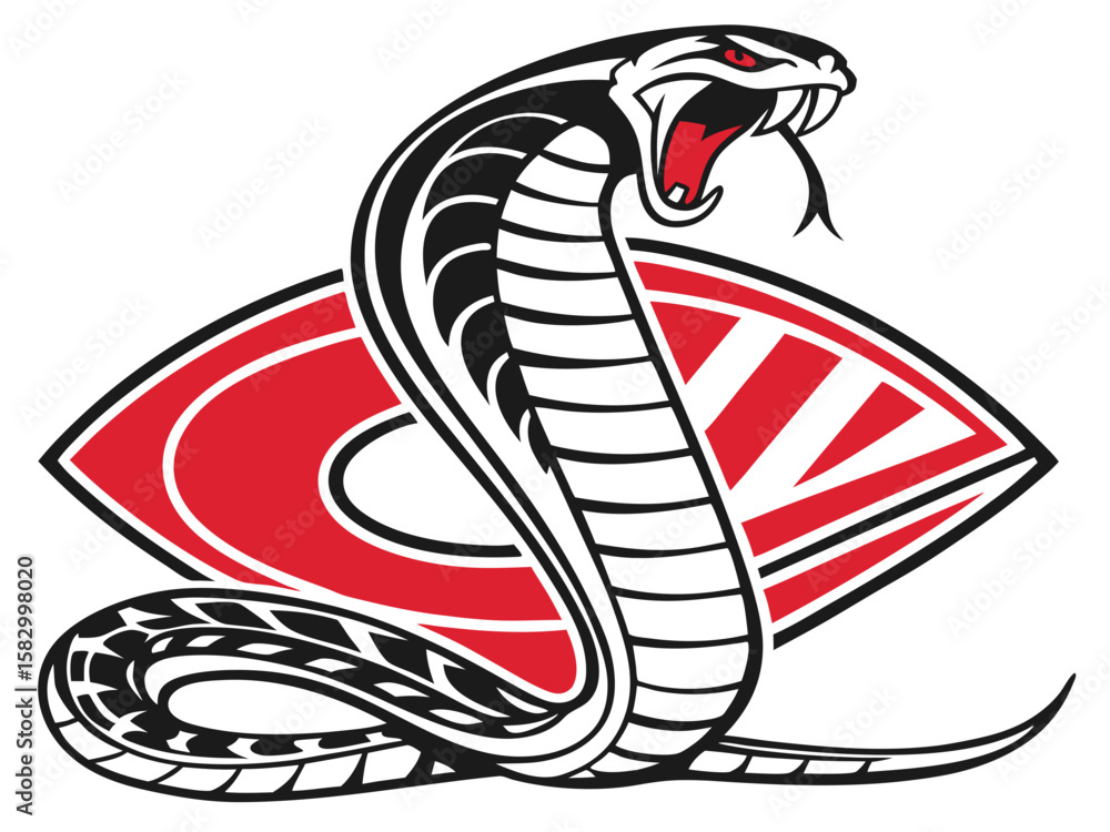 Fototapeta premium Aggressive Cobra Emblem Design in Monochrome Style