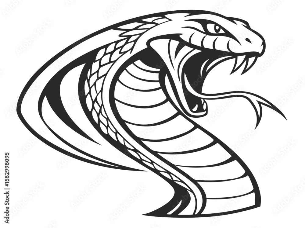Fototapeta premium Aggressive Cobra Emblem Design in Monochrome Style