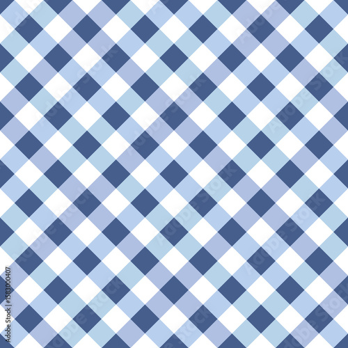 Blue and white checkered gingham pattern.