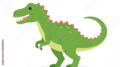 Adorable Cartoon T-Rex Roaring: Cute Dinosaur Animation, Friendly Prehistoric Creature & Child-Friendly Content, Isolated on White for Educational & Playful Projects

