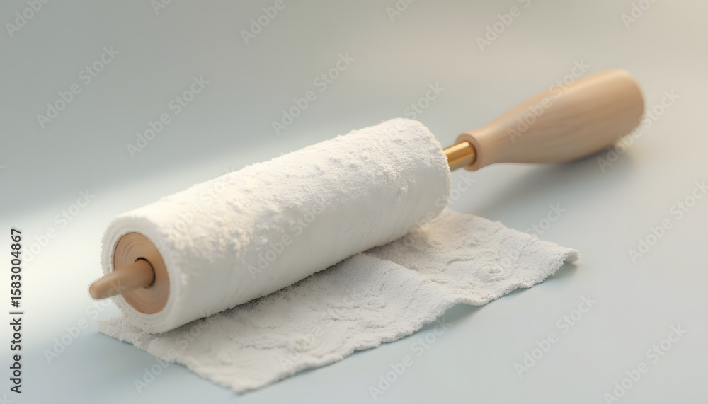 Fototapeta premium Rolled Clean White Towel Fabric: A neatly rolled white towel or thick fabric, showcasing its soft, clean texture.
