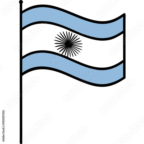 Iconic argentine flag with sun symbol representing national pride and heritage