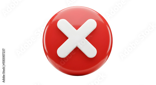 Round red X button symbol representing cancel error or close function
