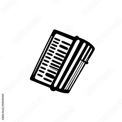 Black icon representing an accordion in a simple and modern design suitable for various digital applications and artistic representations