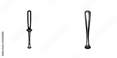 Bat icons representing baseball equipment for sports design and graphic use