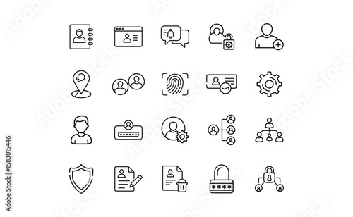 Collection of User Profile and Management Icons.