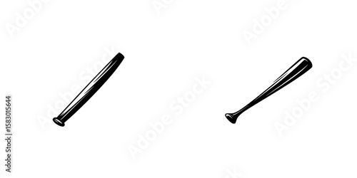 Two black baseball bats crossed together, symbolizing sportsmanship and teamwork during a game